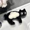 创意卡通肥皂盒可爱猫咪香皂盒陶瓷置物架卫生间不积水沥水皂碟托